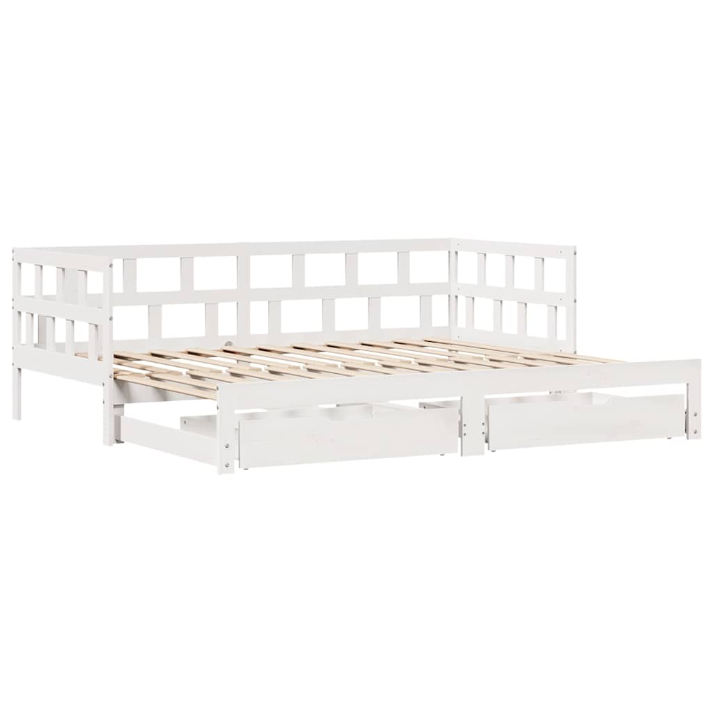 Lit de jour avec gigogne et tiroirs sans matelas blanc 90x200cm - XIOS