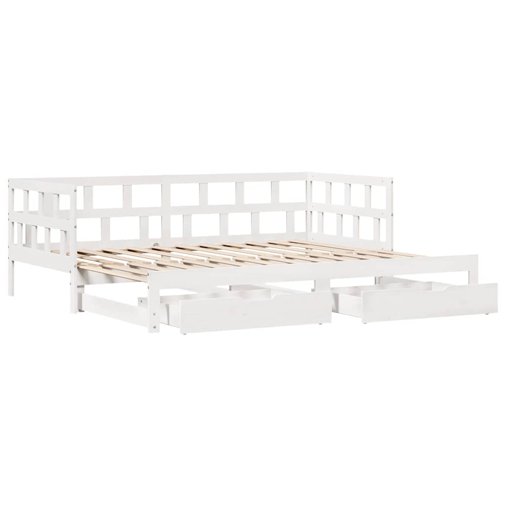 Lit de jour avec gigogne et tiroirs sans matelas blanc 90x200cm - XIOS