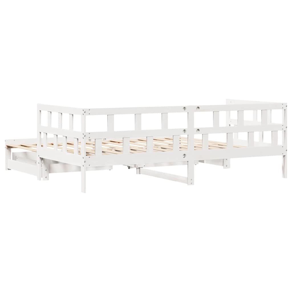 Lit de jour avec gigogne et tiroirs sans matelas blanc 90x200cm - XIOS