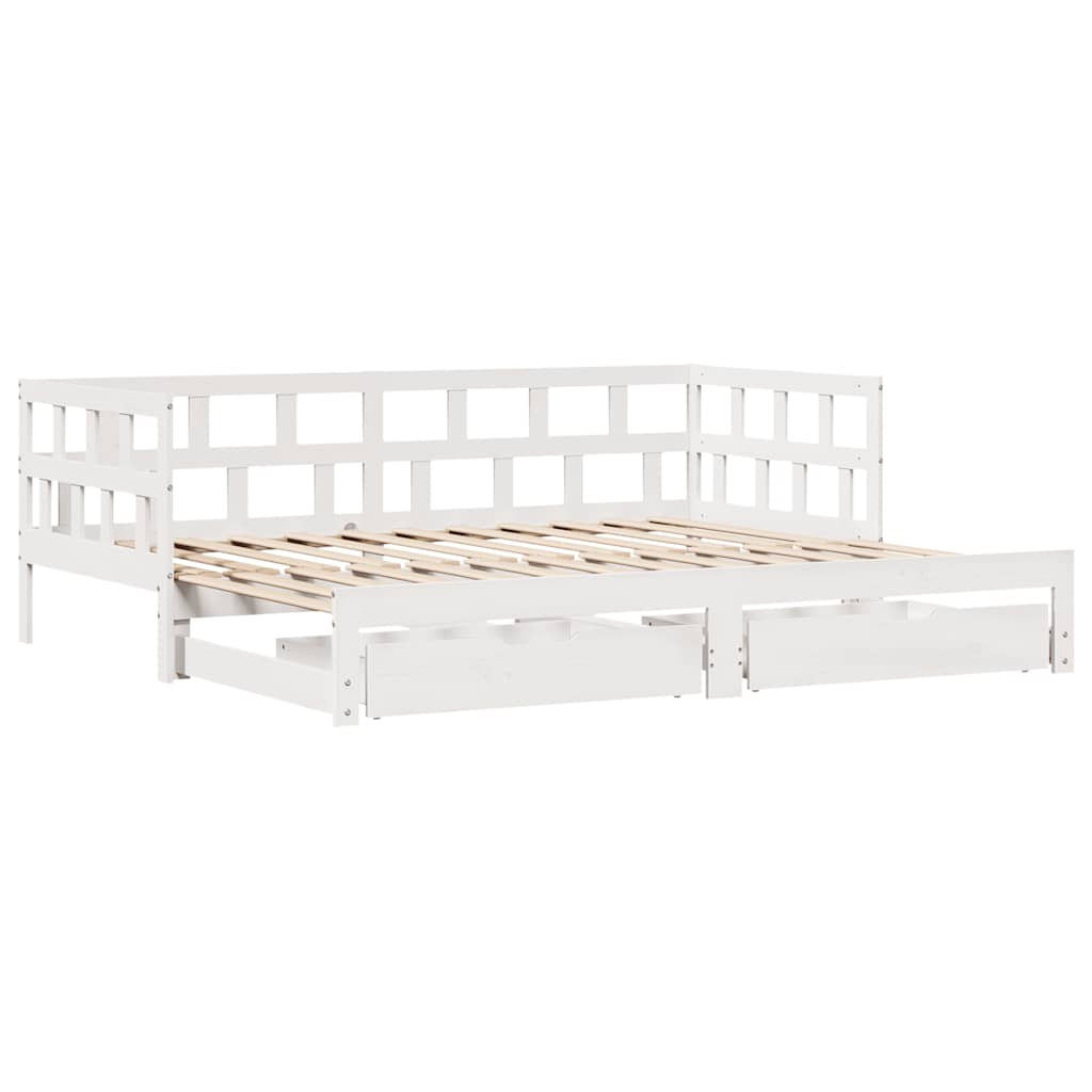 Lit de jour avec gigogne et tiroirs sans matelas blanc 80x200cm - XIOS