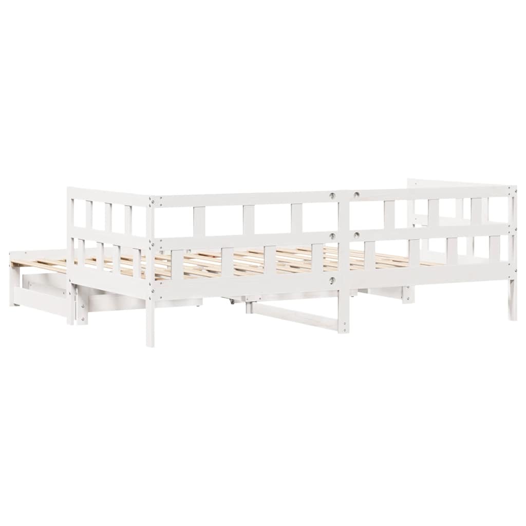 Lit de jour avec gigogne et tiroirs sans matelas blanc 80x200cm - XIOS