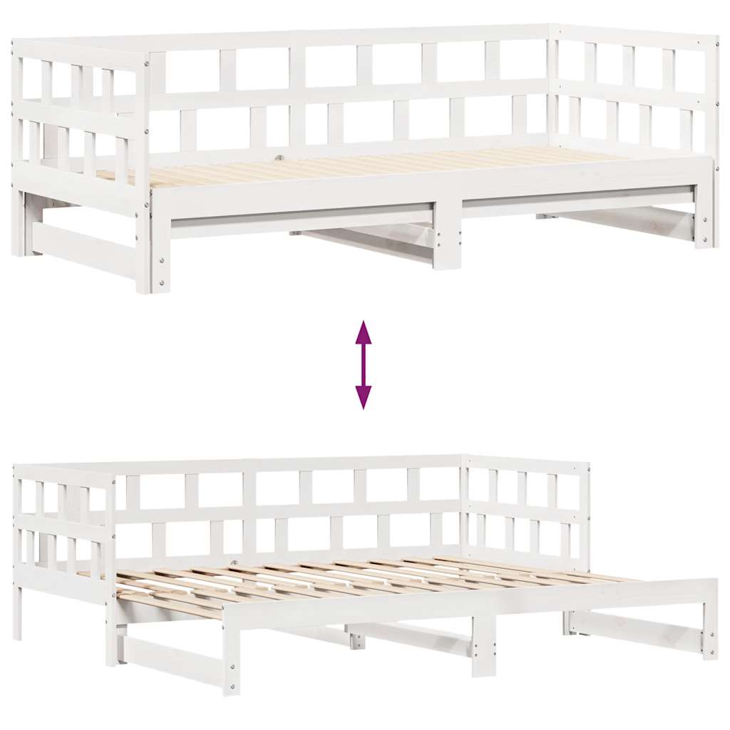 Lit de jour avec gigogne et tiroirs sans matelas blanc 80x200cm - XIOS