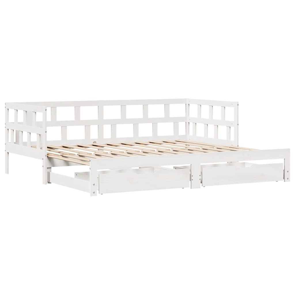 Lit de jour avec gigogne et tiroirs sans matelas blanc 90x190cm - XIOS