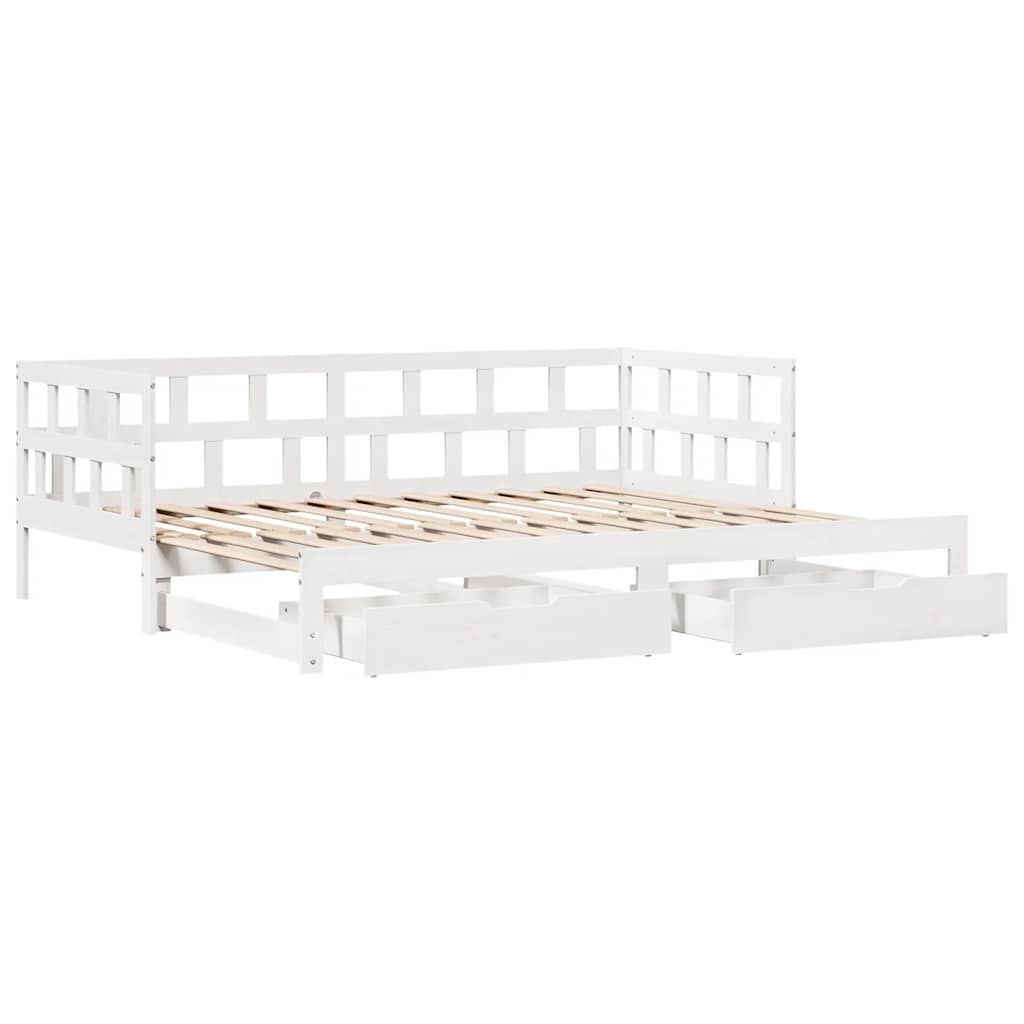 Lit de jour avec gigogne et tiroirs sans matelas blanc 90x190cm - XIOS