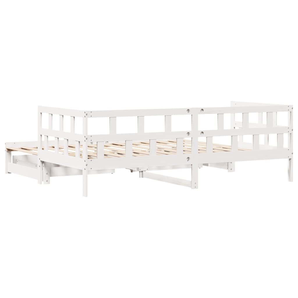 Lit de jour avec gigogne et tiroirs sans matelas blanc 90x190cm - XIOS