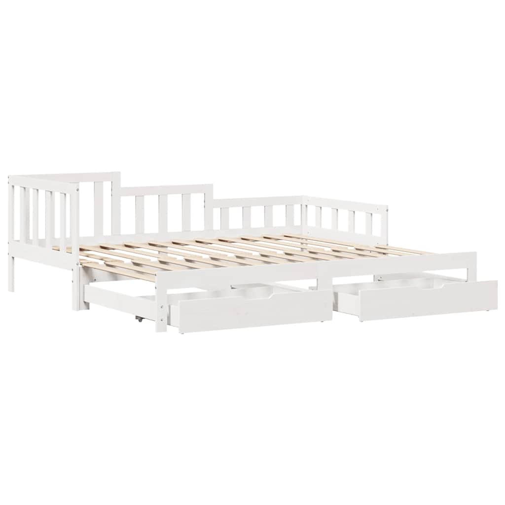 Lit de jour avec gigogne et tiroirs sans matelas blanc 90x190cm - XIOS