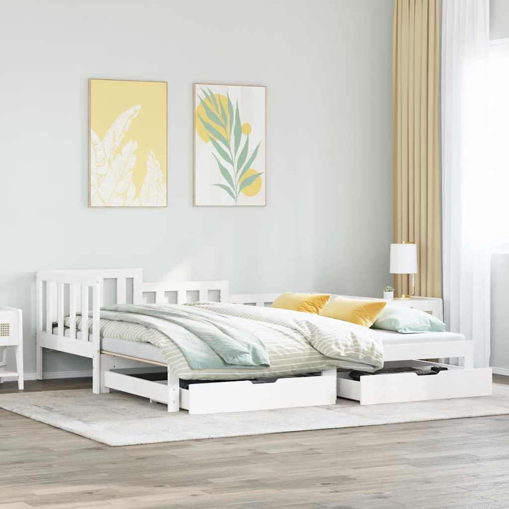 Lit de jour avec gigogne et tiroirs sans matelas blanc 90x190cm - XIOS