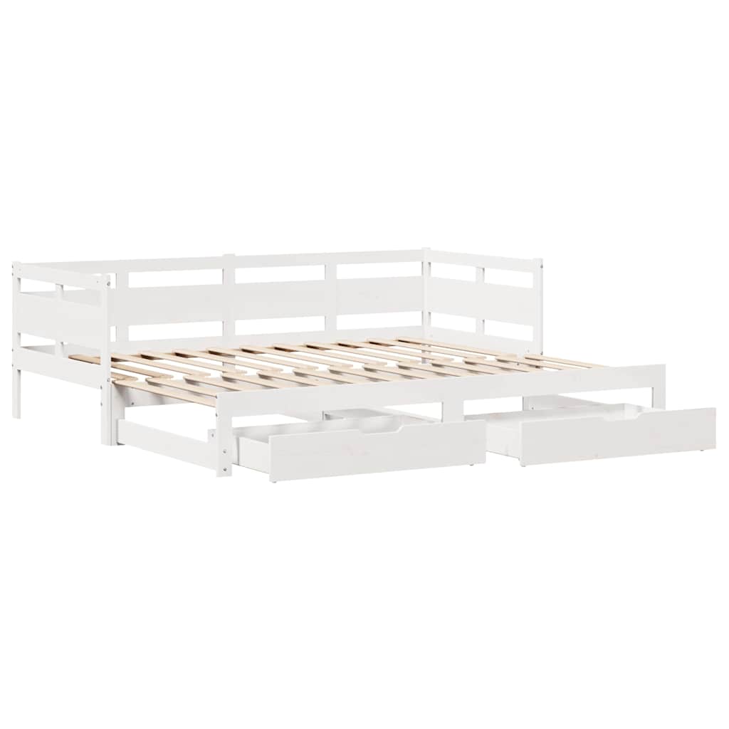Lit de jour avec gigogne et tiroirs sans matelas blanc 90x200cm - XIOS