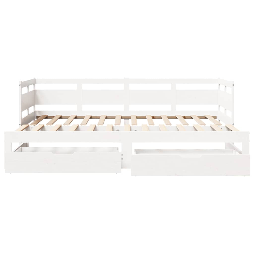 Lit de jour avec gigogne et tiroirs sans matelas blanc 90x200cm - XIOS