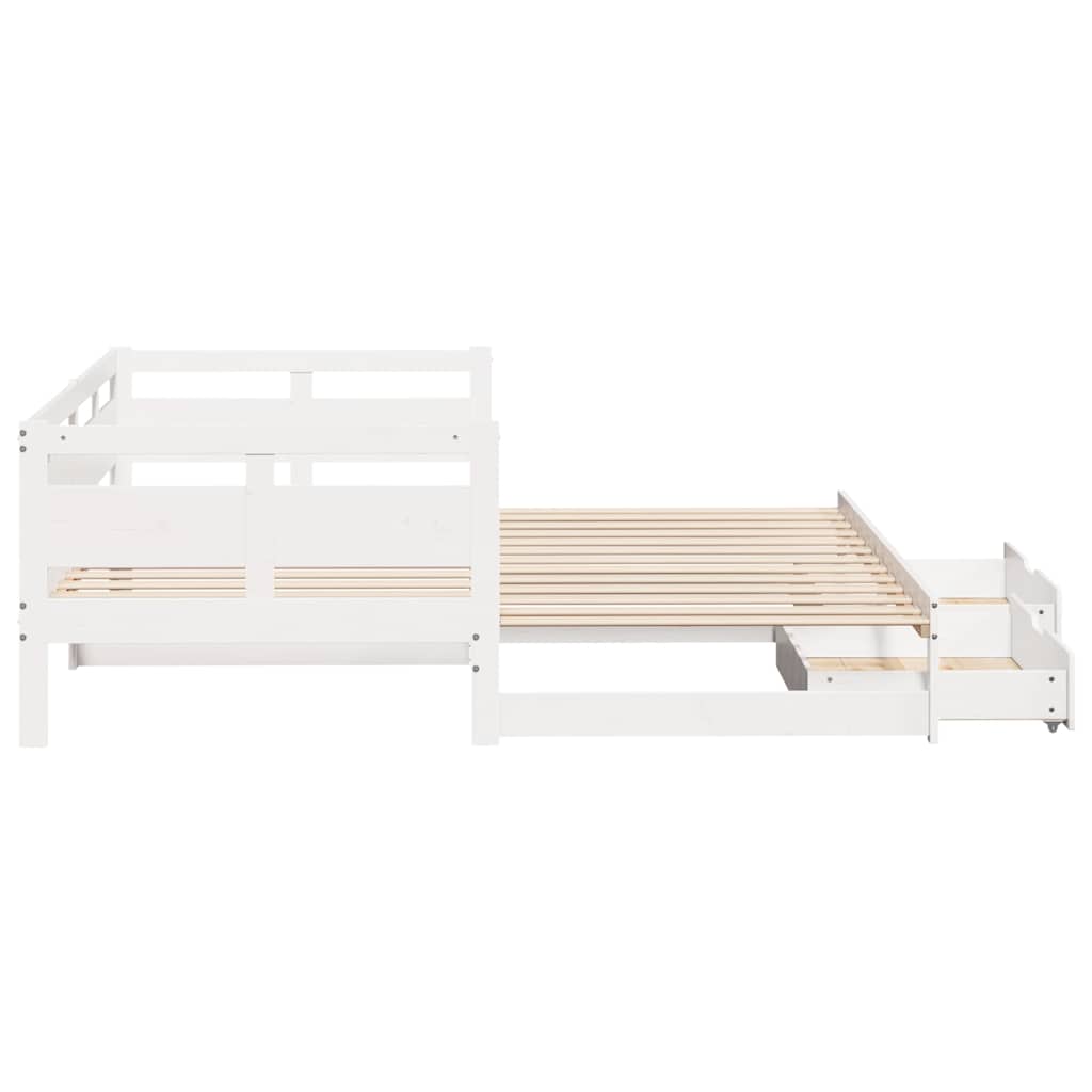 Lit de jour avec gigogne et tiroirs sans matelas blanc 90x200cm - XIOS