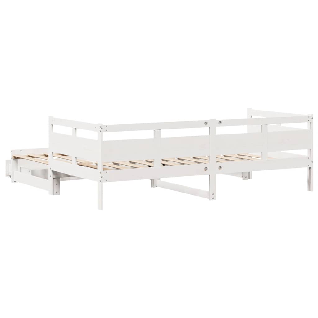 Lit de jour avec gigogne et tiroirs sans matelas blanc 90x200cm - XIOS