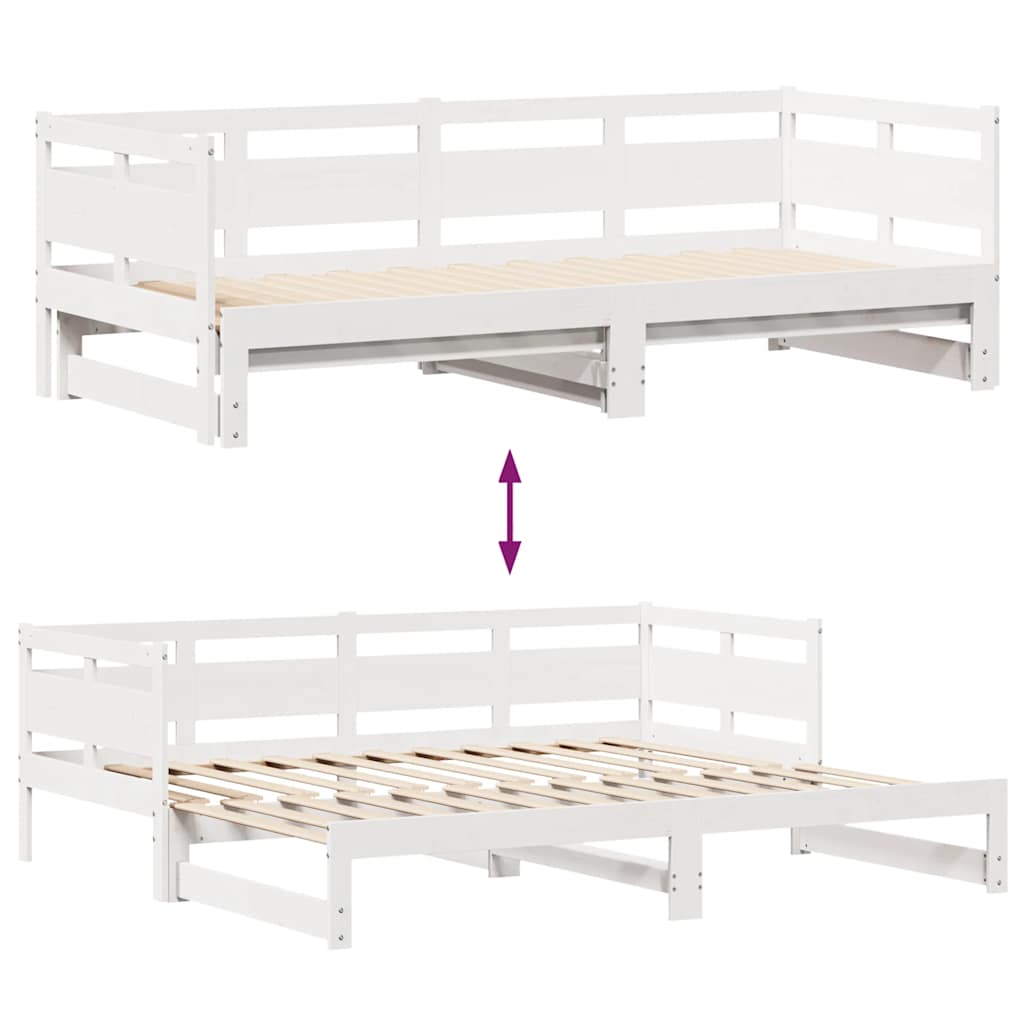 Lit de jour avec gigogne et tiroirs sans matelas blanc 90x200cm - XIOS