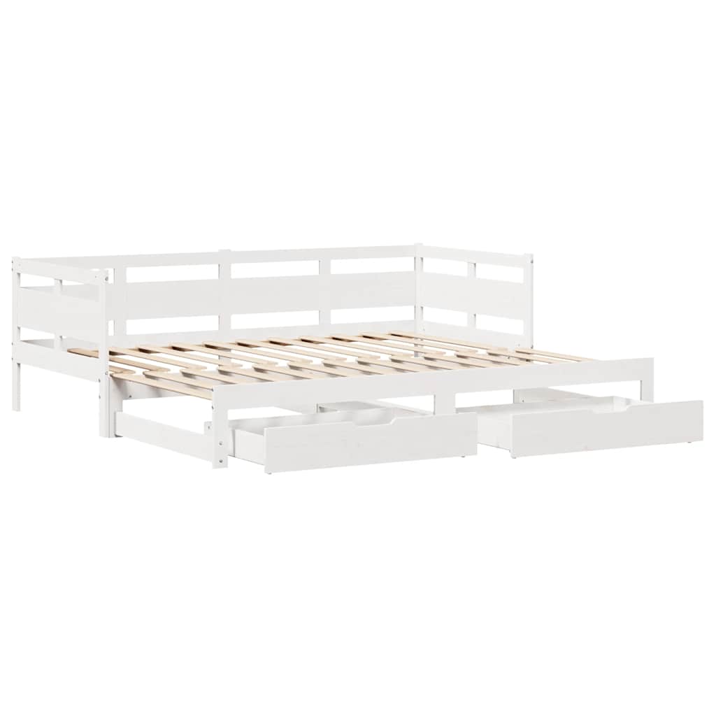 Lit de jour avec gigogne et tiroirs sans matelas blanc 80x200cm - XIOS