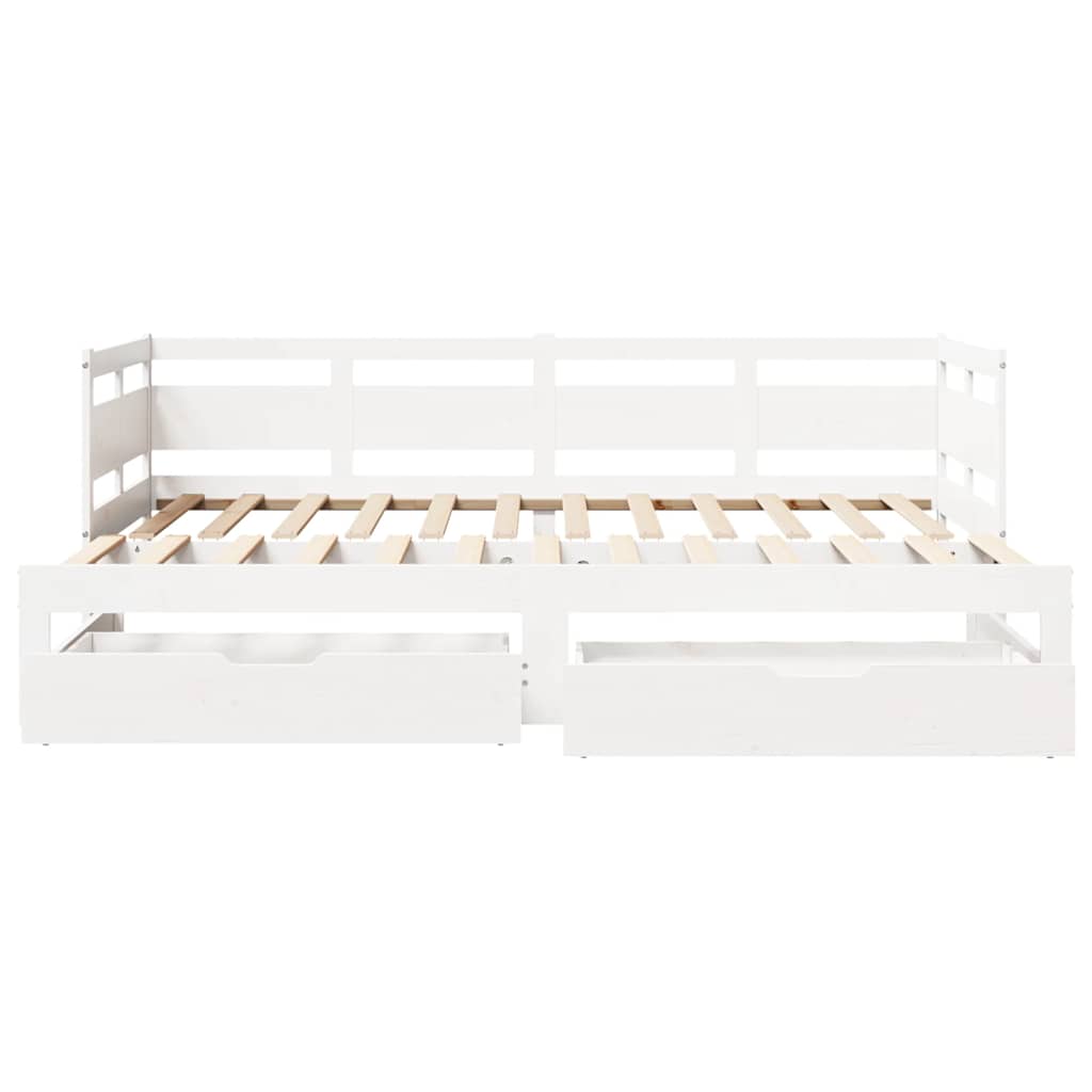 Lit de jour avec gigogne et tiroirs sans matelas blanc 80x200cm - XIOS