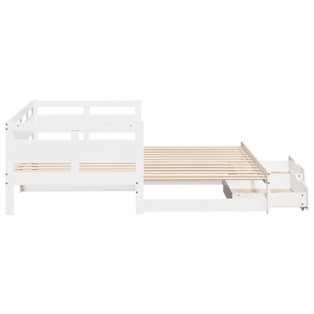 Lit de jour avec gigogne et tiroirs sans matelas blanc 80x200cm - XIOS
