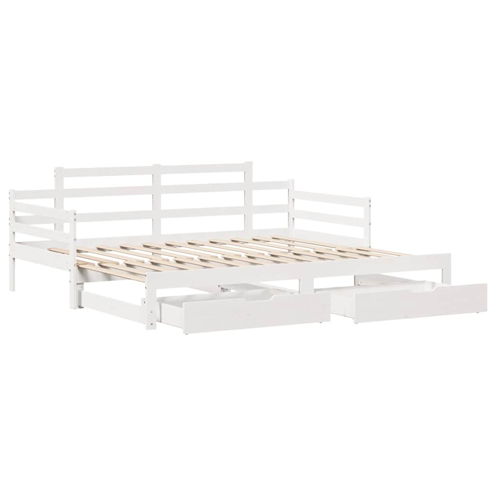 Lit de jour avec gigogne et tiroirs sans matelas blanc 90x200cm - XIOS