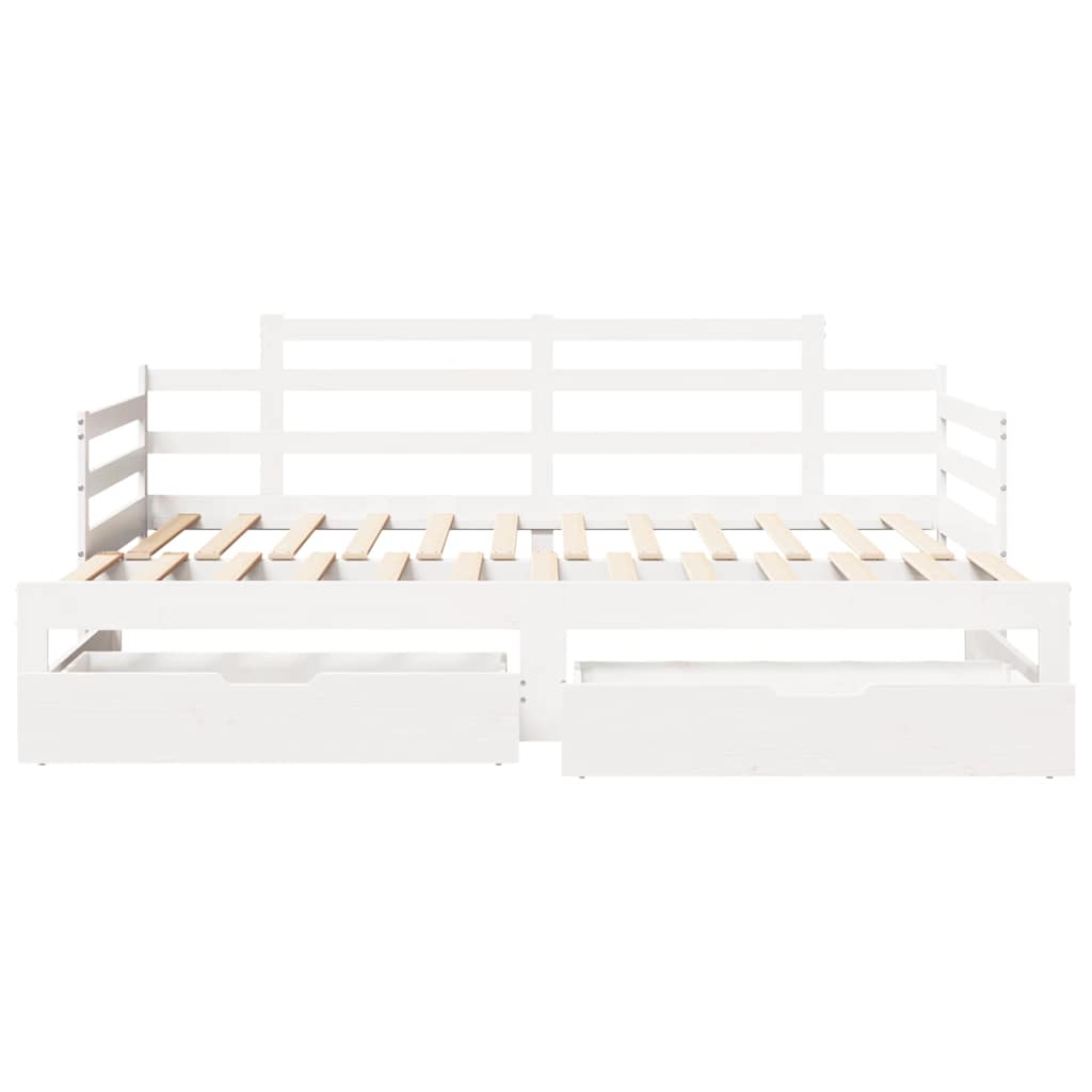 Lit de jour avec gigogne et tiroirs sans matelas blanc 90x200cm - XIOS