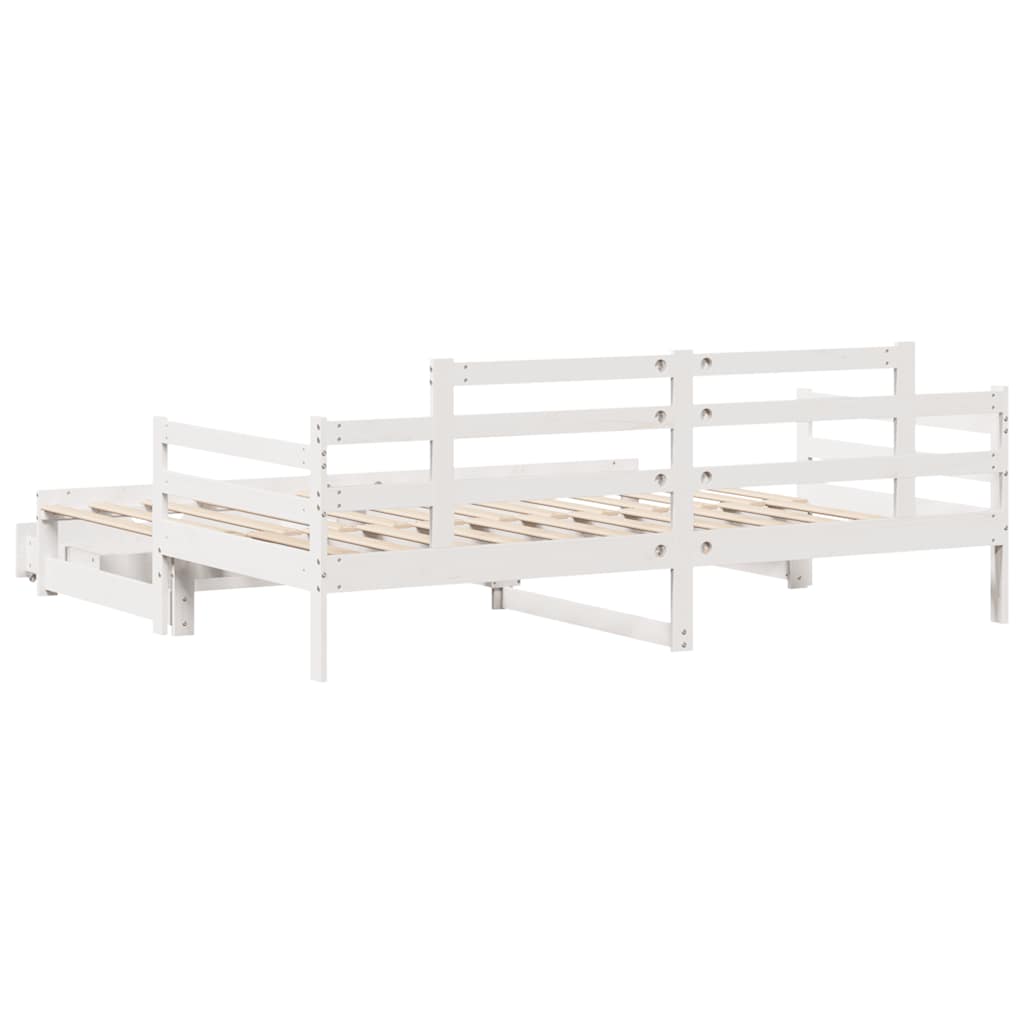 Lit de jour avec gigogne et tiroirs sans matelas blanc 90x200cm - XIOS