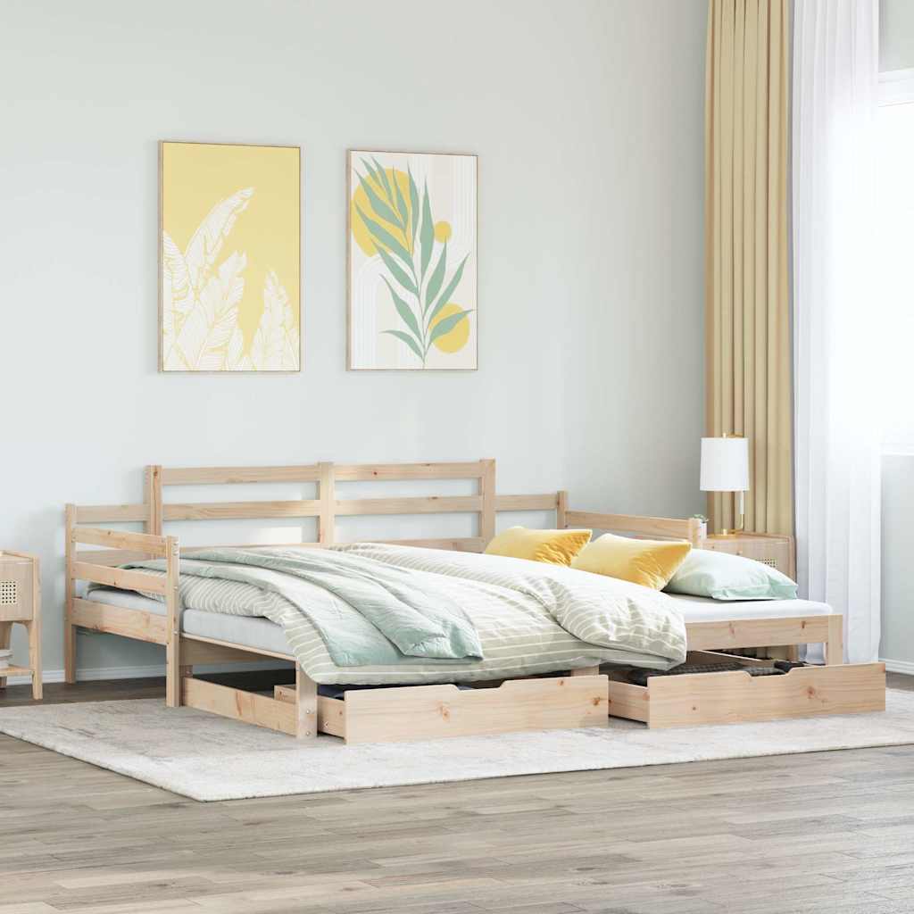 Lit de jour avec gigogne et tiroirs sans matelas 80x200 cm - XIOS