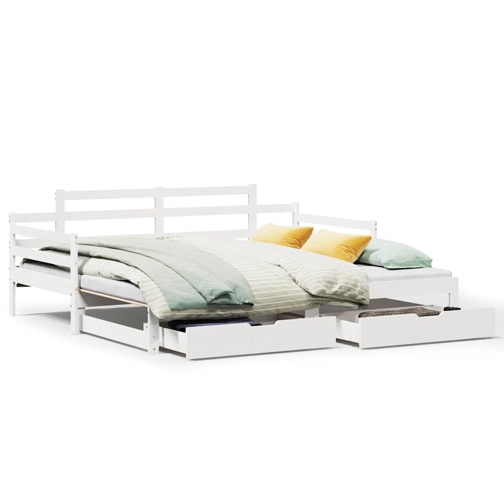 Lit de jour avec gigogne et tiroirs sans matelas blanc 80x200cm - XIOS