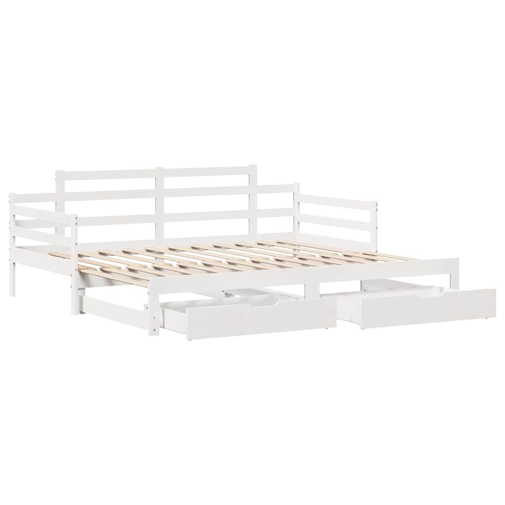 Lit de jour avec gigogne et tiroirs sans matelas blanc 80x200cm - XIOS