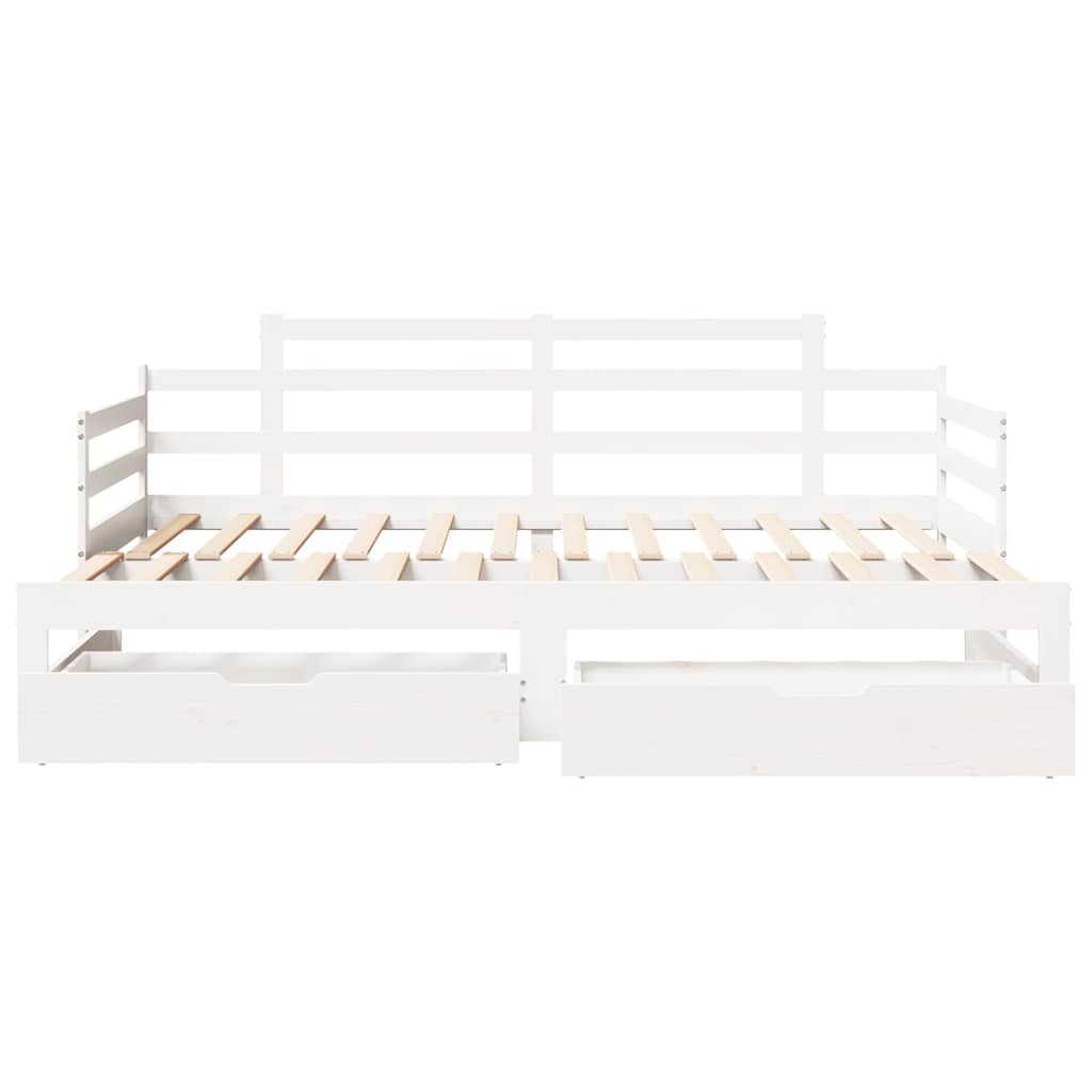 Lit de jour avec gigogne et tiroirs sans matelas blanc 80x200cm - XIOS