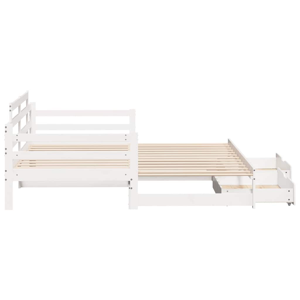 Lit de jour avec gigogne et tiroirs sans matelas blanc 80x200cm - XIOS