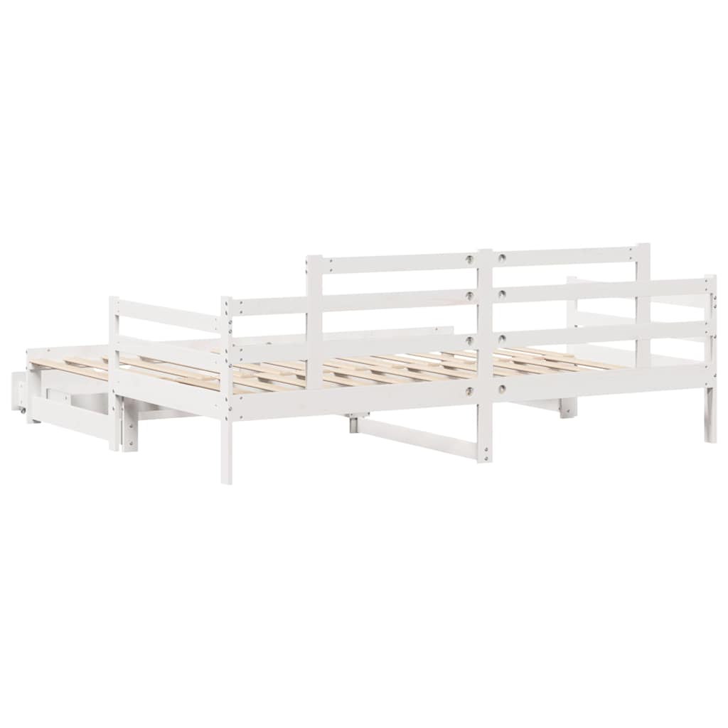 Lit de jour avec gigogne et tiroirs sans matelas blanc 80x200cm - XIOS