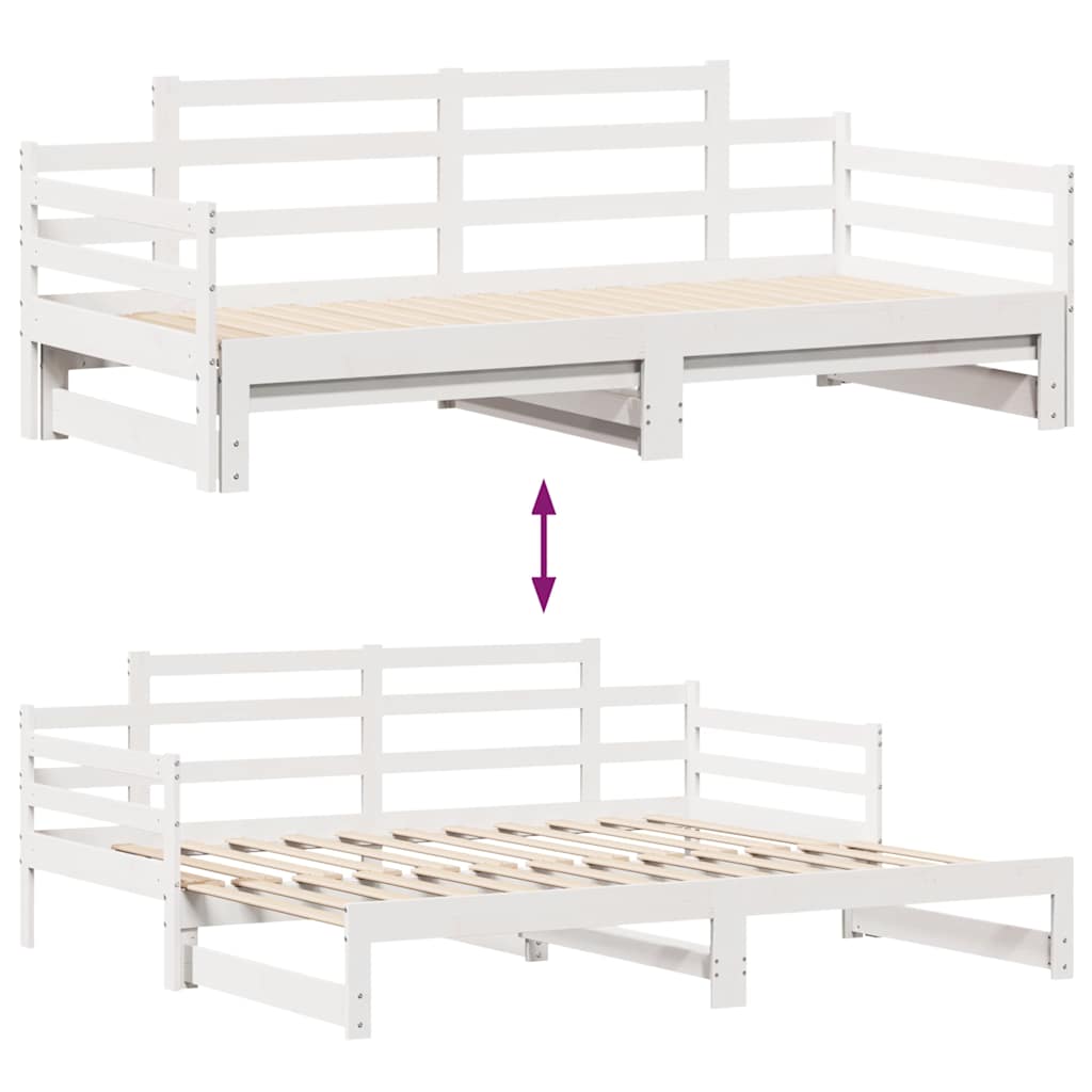 Lit de jour avec gigogne et tiroirs sans matelas blanc 80x200cm - XIOS