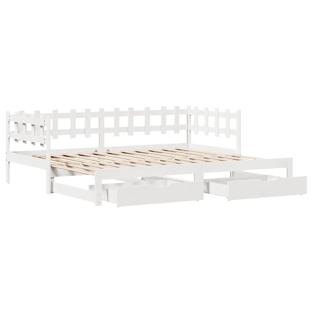 Lit de jour avec gigogne et tiroirs sans matelas blanc 80x200cm - XIOS