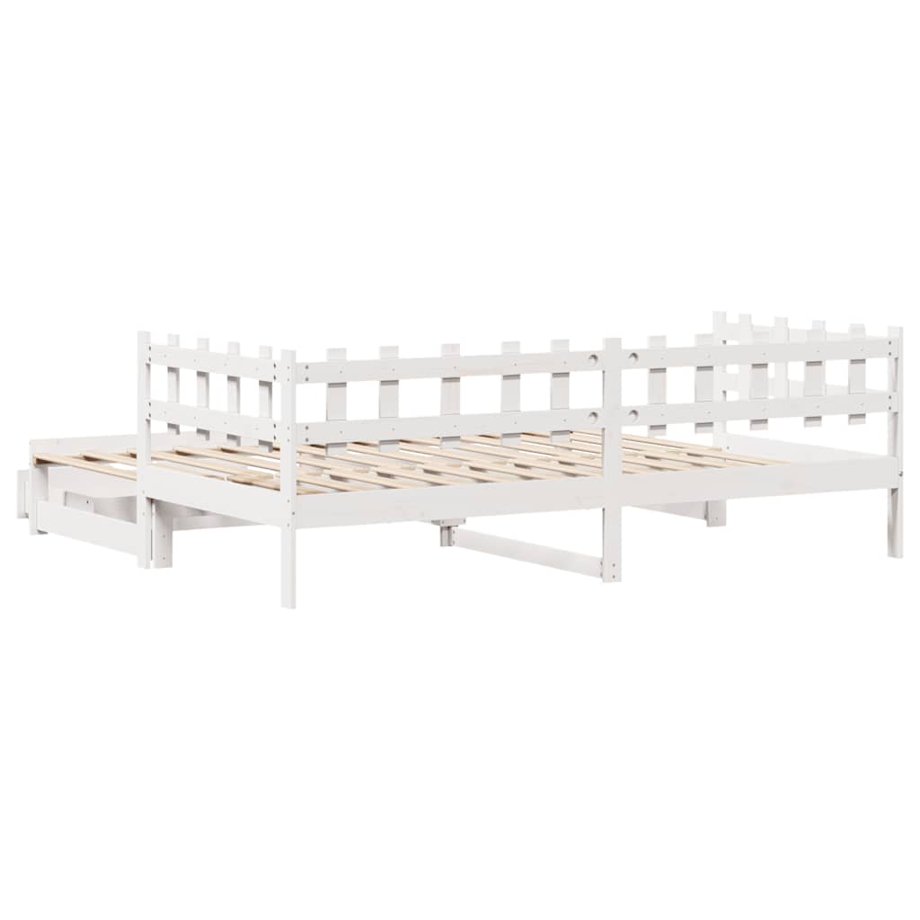 Lit de jour avec gigogne et tiroirs sans matelas blanc 80x200cm - XIOS