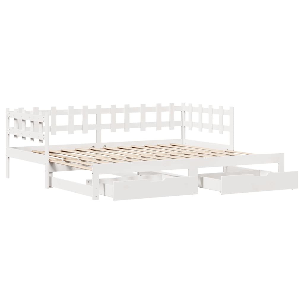 Lit de jour avec gigogne et tiroirs sans matelas blanc 90x200cm - XIOS