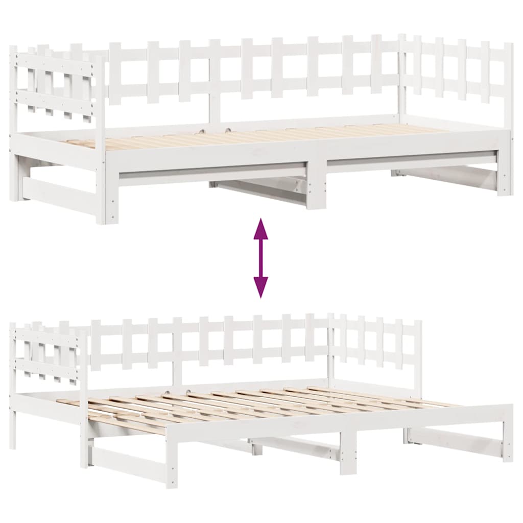 Lit de jour avec gigogne et tiroirs sans matelas blanc 90x200cm - XIOS