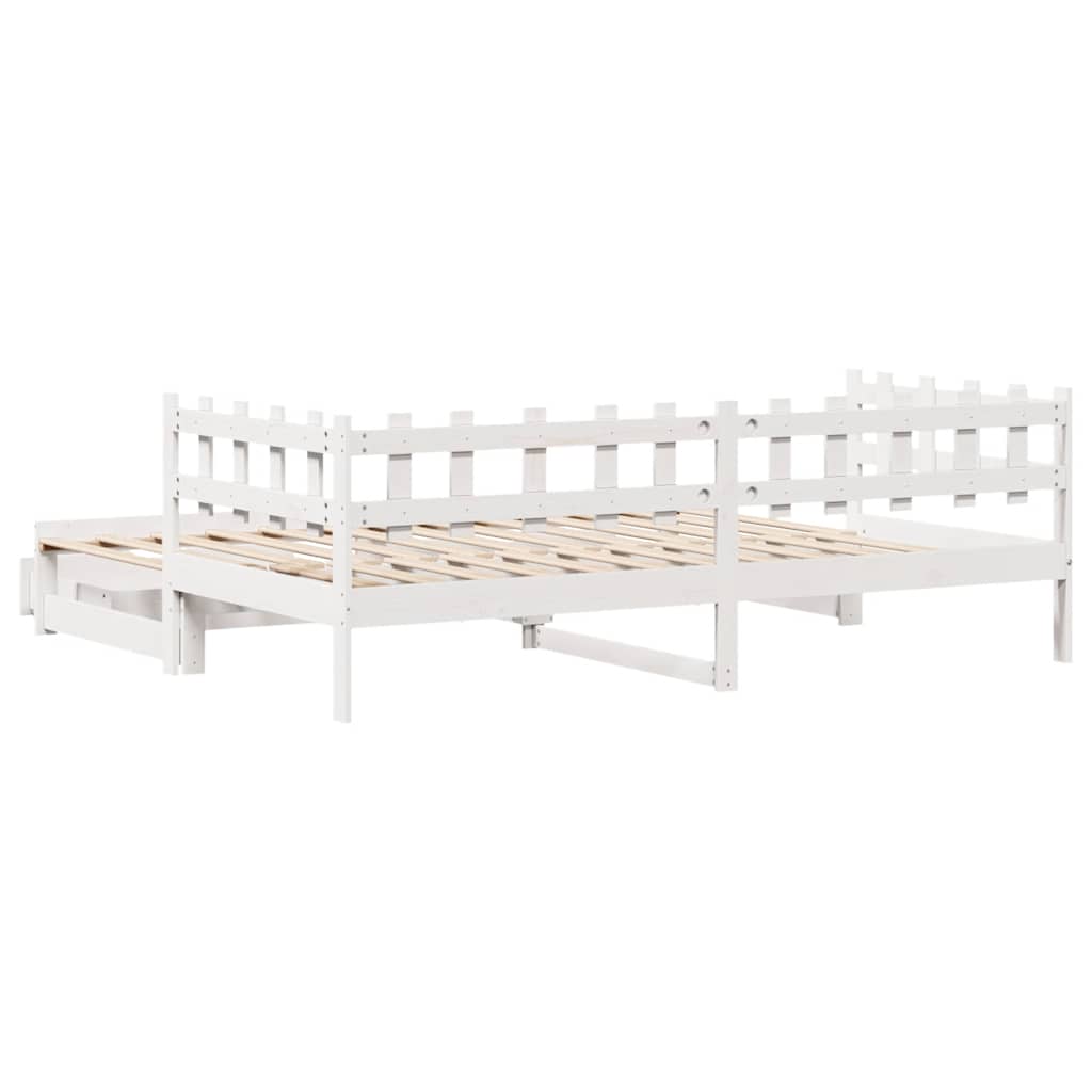Lit de jour avec gigogne et tiroirs sans matelas blanc 90x190cm - XIOS