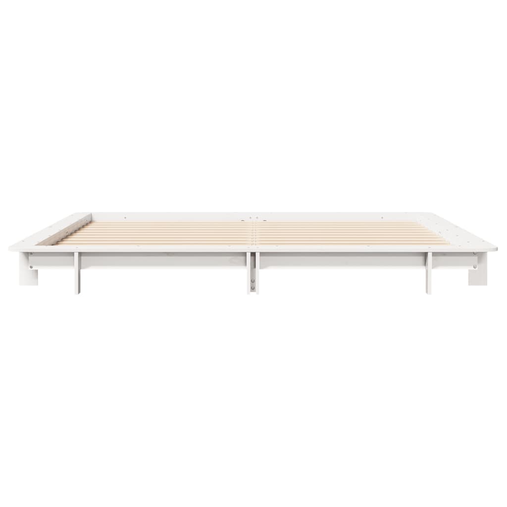 Cadre de lit sans matelas blanc 200x200 cm bois massif de pin - XIOS