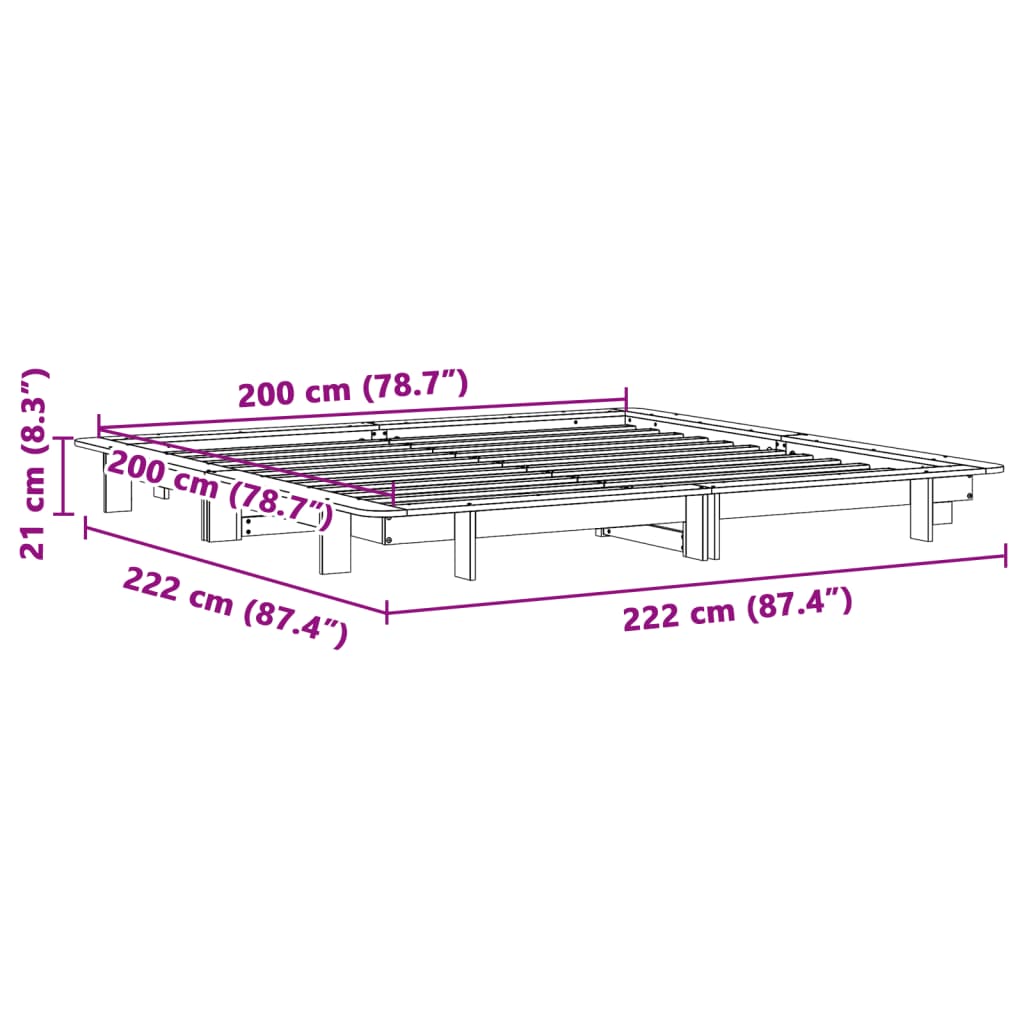 Cadre de lit sans matelas blanc 200x200 cm bois massif de pin - XIOS