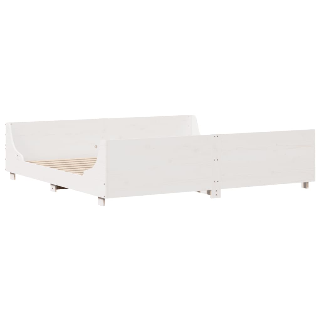 Cadre de lit sans matelas blanc 200x200 cm bois massif de pin - XIOS