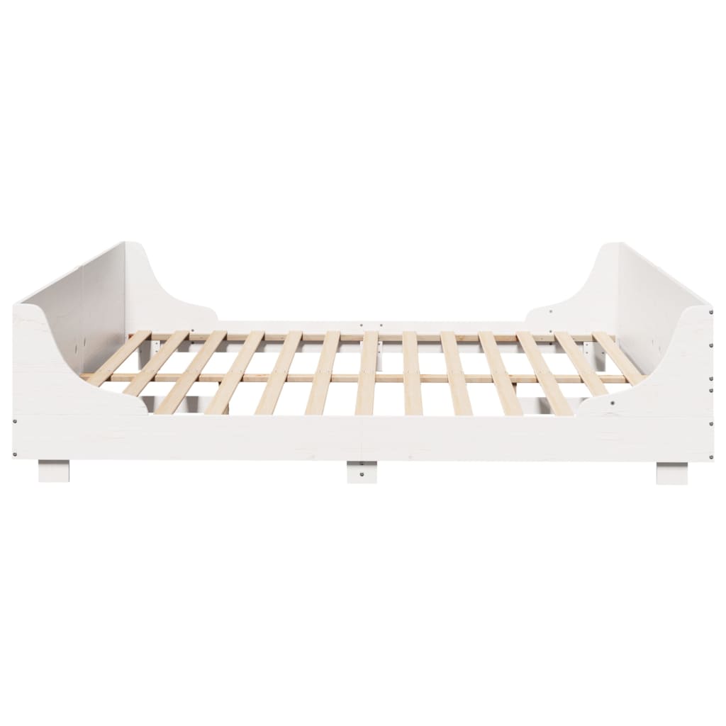 Cadre de lit sans matelas blanc 200x200 cm bois massif de pin - XIOS