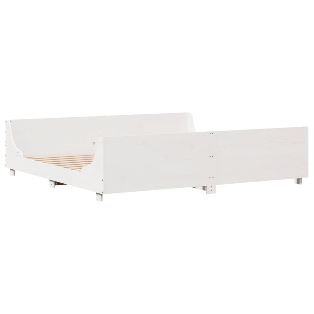 Cadre de lit sans matelas blanc 200x200 cm bois massif de pin - XIOS