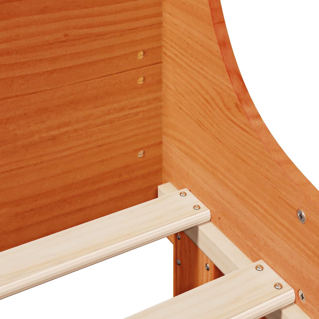 Cadre de lit sans matelas cire marron 200x200cm bois pin massif - XIOS