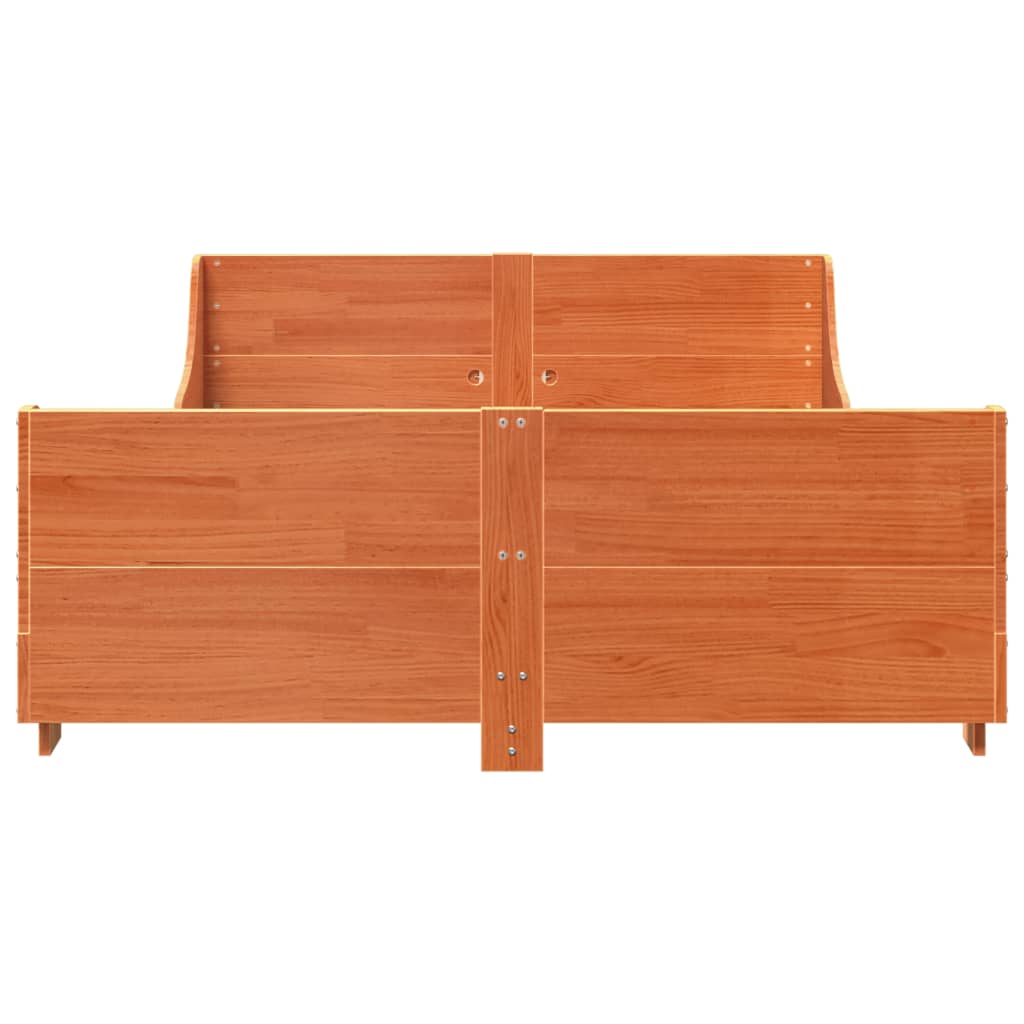 Cadre de lit sans matelas cire marron 160x200cm bois pin massif - XIOS