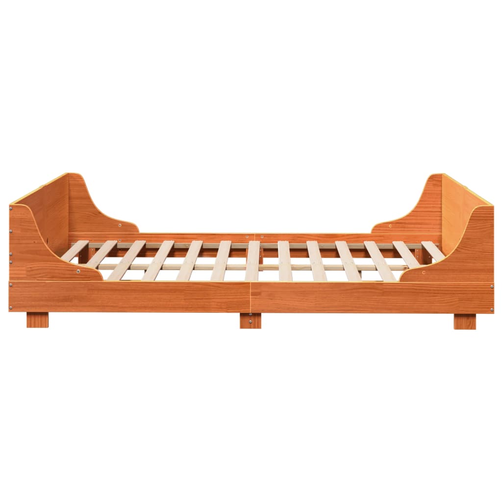 Cadre de lit sans matelas cire marron 160x200cm bois pin massif - XIOS