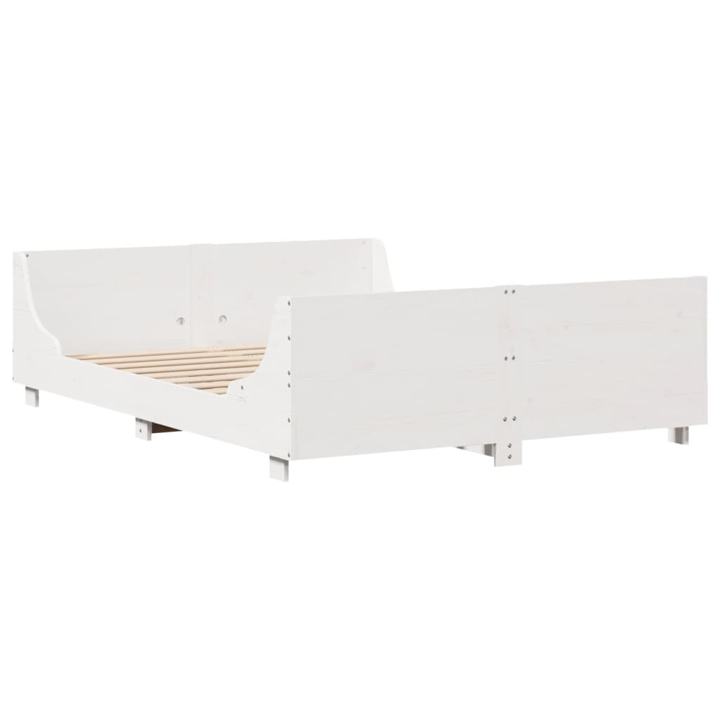 Cadre de lit sans matelas blanc 150x200 cm bois de pin massif - XIOS