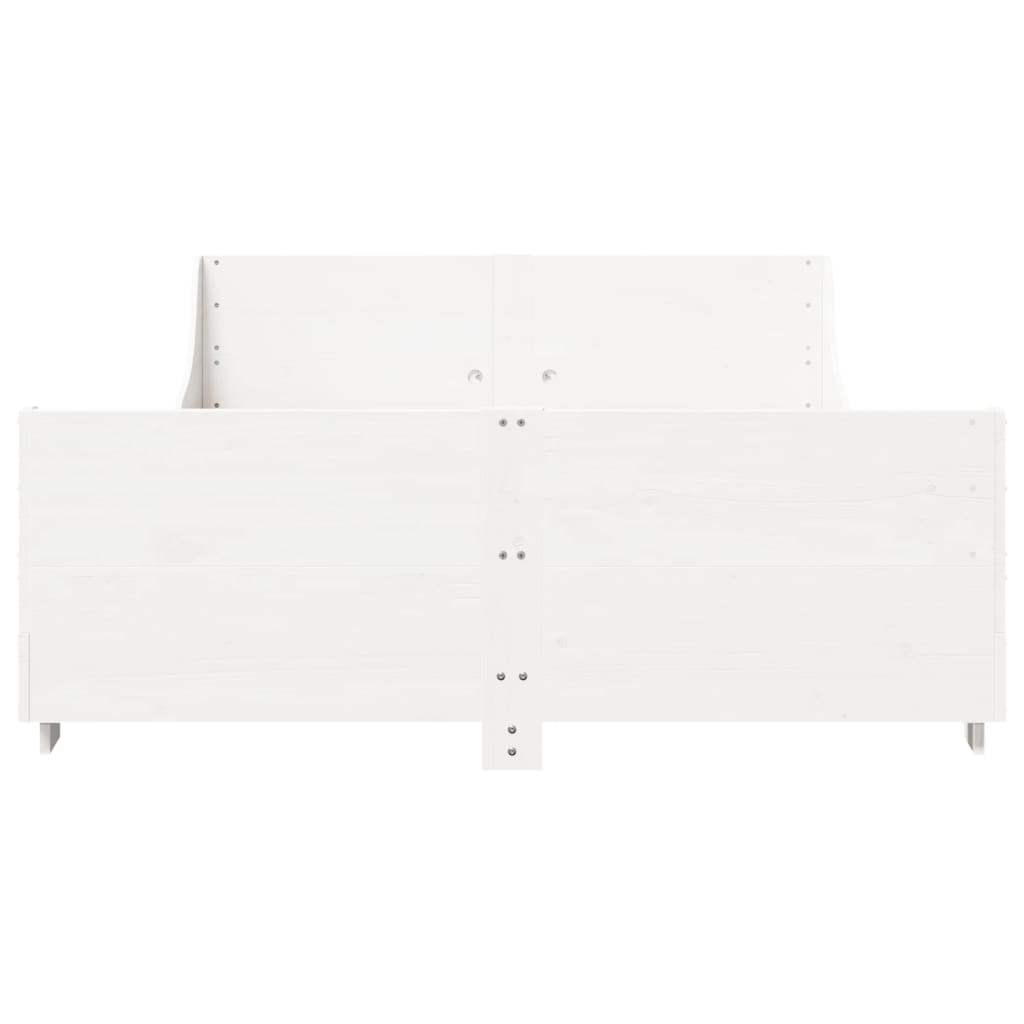 Cadre de lit sans matelas blanc 150x200 cm bois de pin massif - XIOS