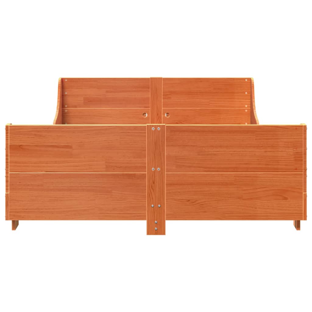 Cadre de lit sans matelas cire marron 150x200cm bois pin massif - XIOS