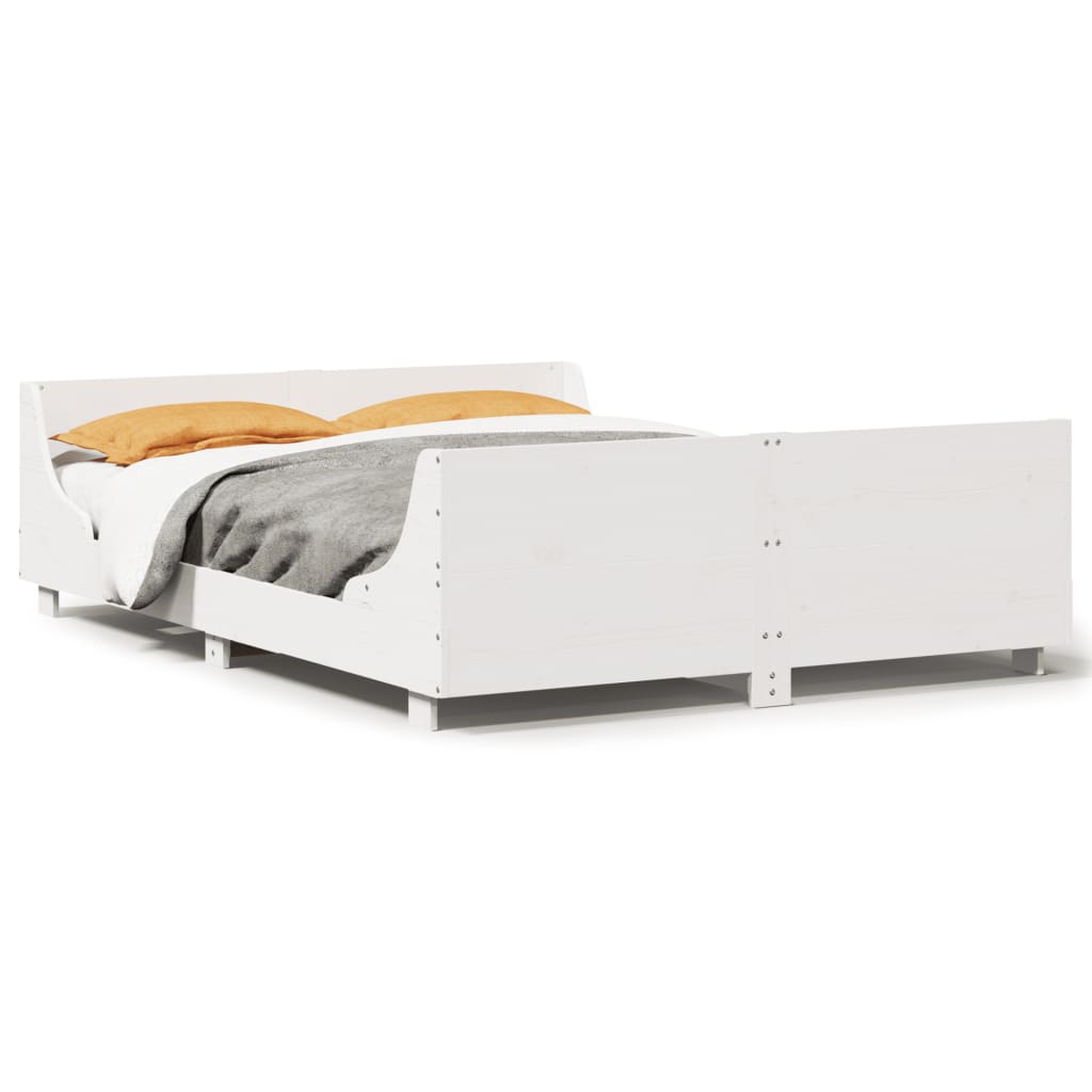 Cadre de lit sans matelas blanc 140x200 cm bois de pin massif - XIOS