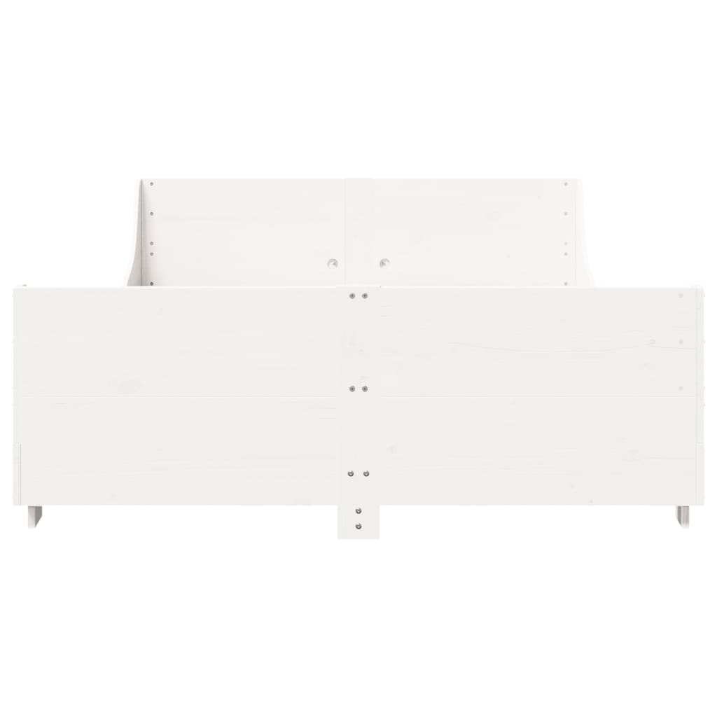 Cadre de lit sans matelas blanc 140x190 cm bois de pin massif - XIOS