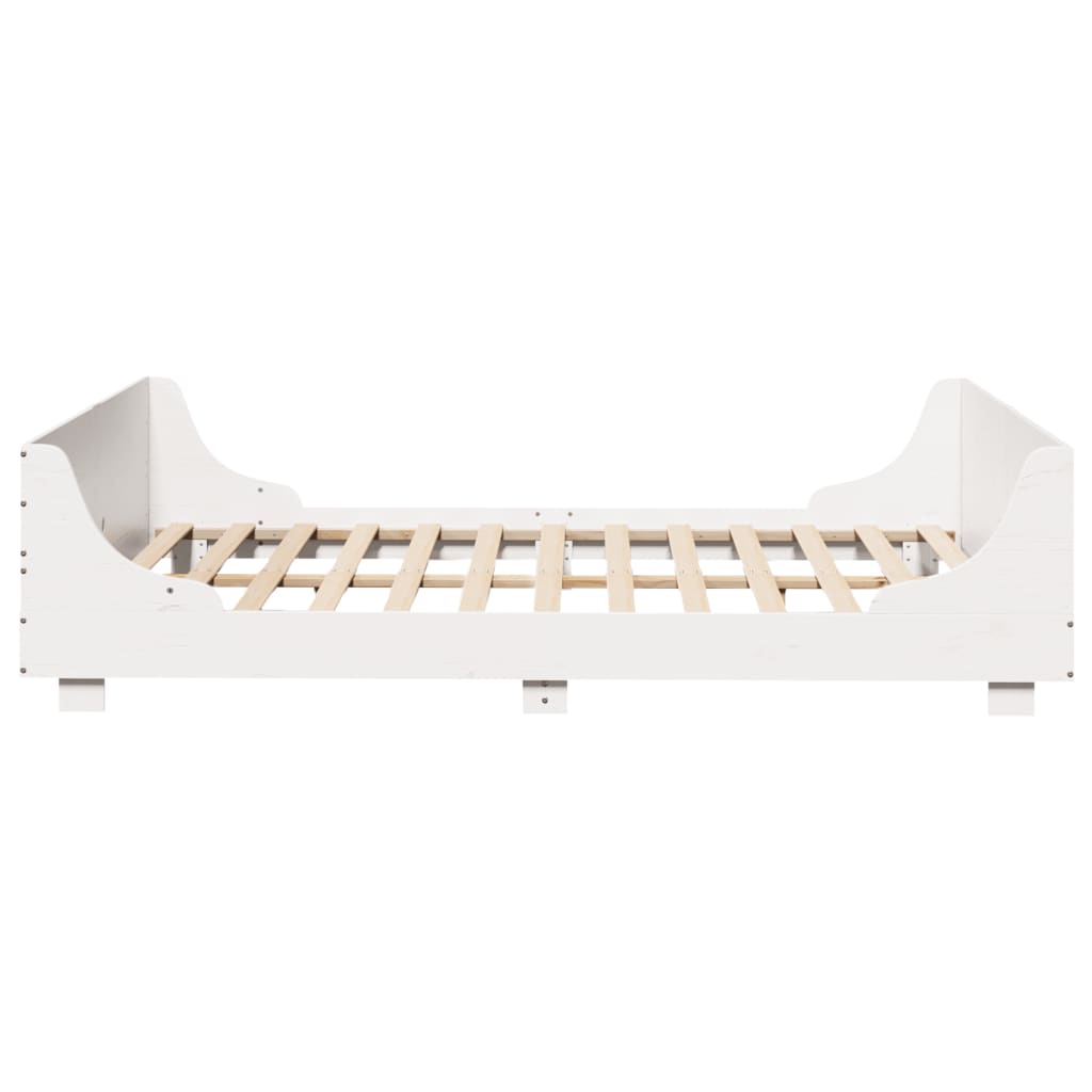 Cadre de lit sans matelas blanc 140x190 cm bois de pin massif - XIOS