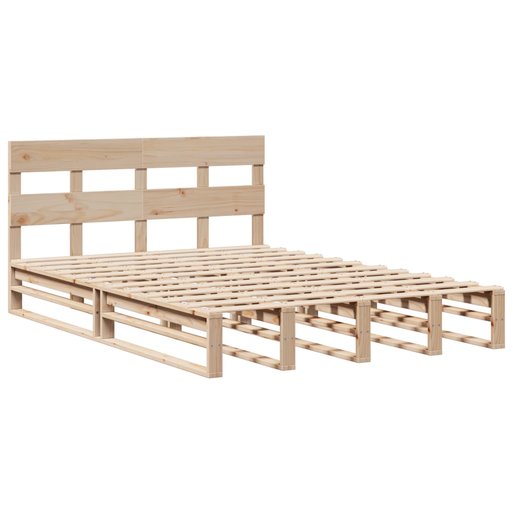 Cadre de lit sans matelas 140x200 cm bois massif de pin - XIOS