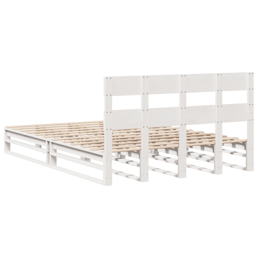 Cadre de lit sans matelas blanc 140x200 cm bois de pin massif - XIOS